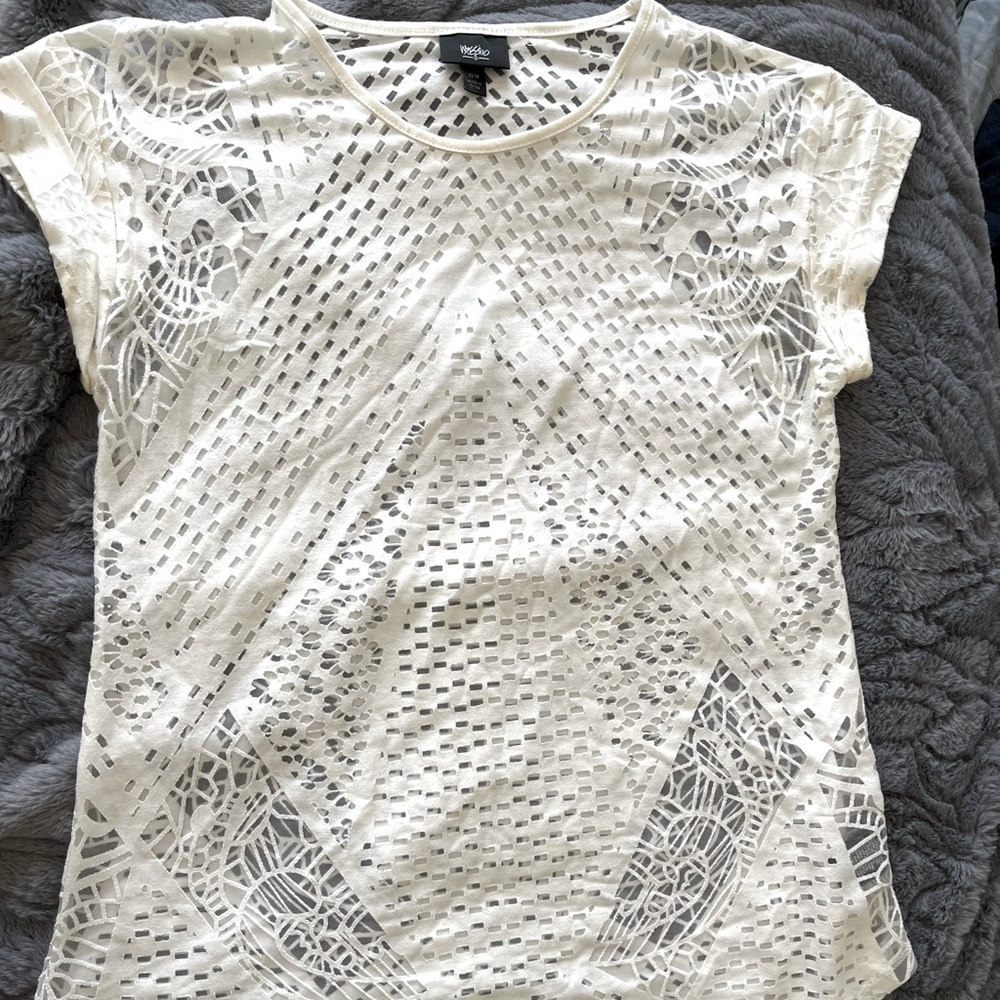 Mossimo women’s sheer fashion T white, size XS